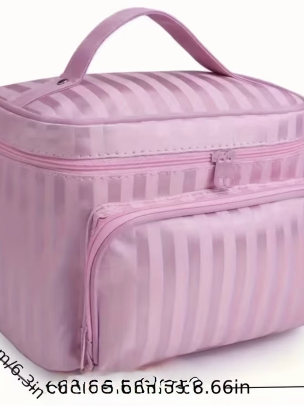 Bright Pink Checker Satin Cosmetic Travel Bag - Picture 7 of 7